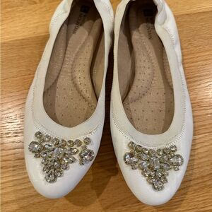 White Mountain Women's Cream Flats with Sparkling Embellishments